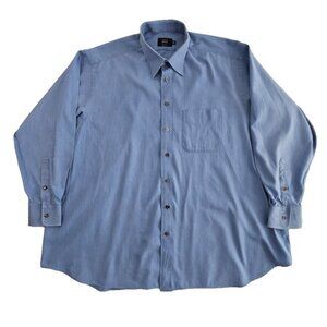 Ike Behar New York Shirt Men's 18.5-35 BIG Blue Chambray Button Down Spread EUC